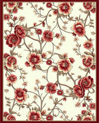 Crimson Floral Branch And Vine Design Rug