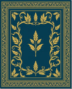 Deep Teal Golden Leaf Border Rug