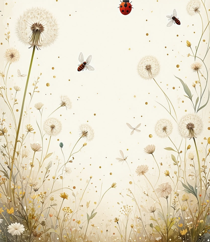 Whimsical Dandelion Ladybug Meadow Rug