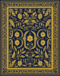 Ornate Blue And Gold Floral Rug