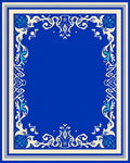 Elegant Blue Floral Scrollwork Pattern Rug