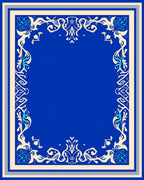 Elegant Blue Floral Scrollwork Pattern Rug