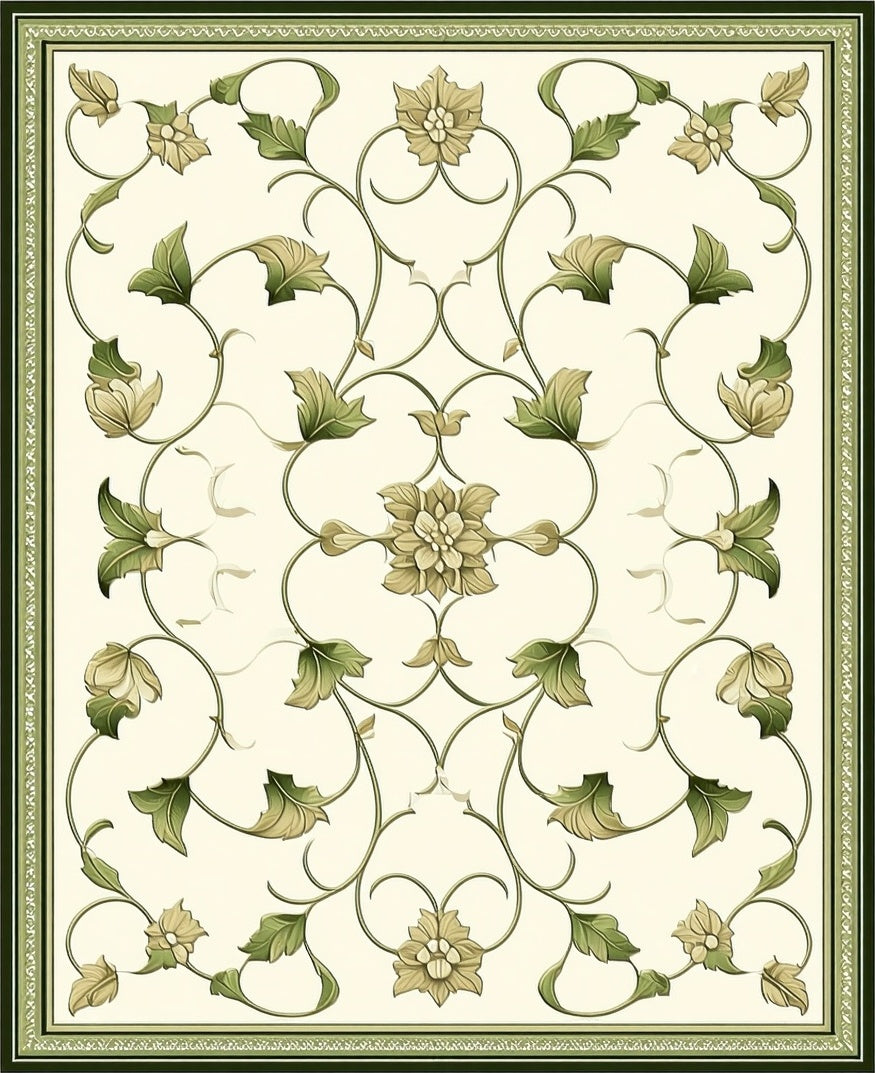 Elegant Floral Vines Patterned Rug