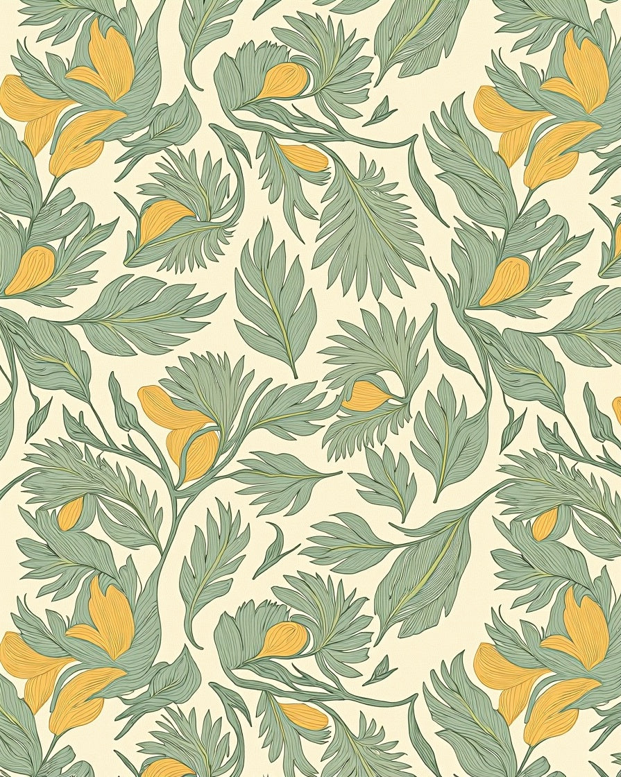 Botanical Flowing Linen Pattern Rug