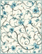 Elegant Blue Floral Vine Pattern Rug