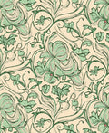 Cream Green Floral Swirls Rug