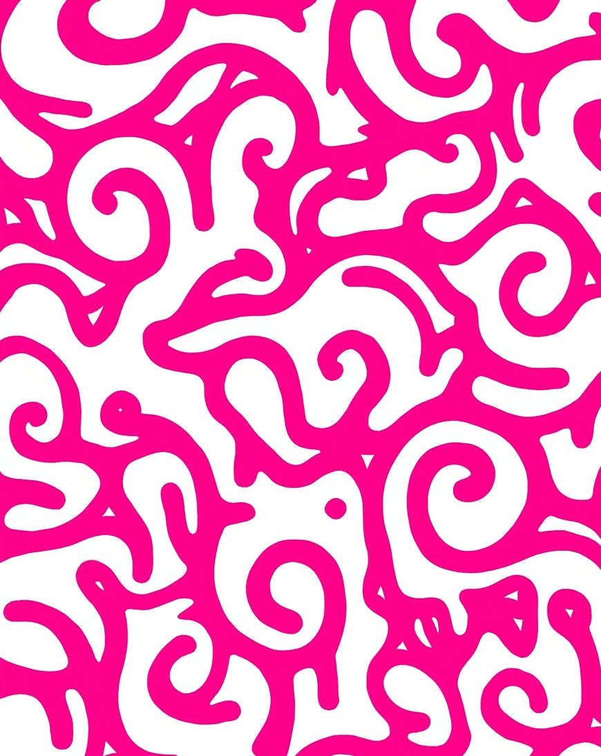 Vivid Pink Abstract Swirls Design Rug