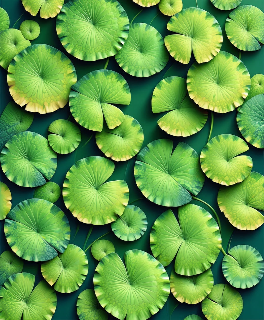 Vibrant Green Lily Pad Pattern Rug