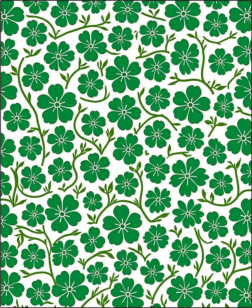 Elegant Green Floral Vine Design Rug
