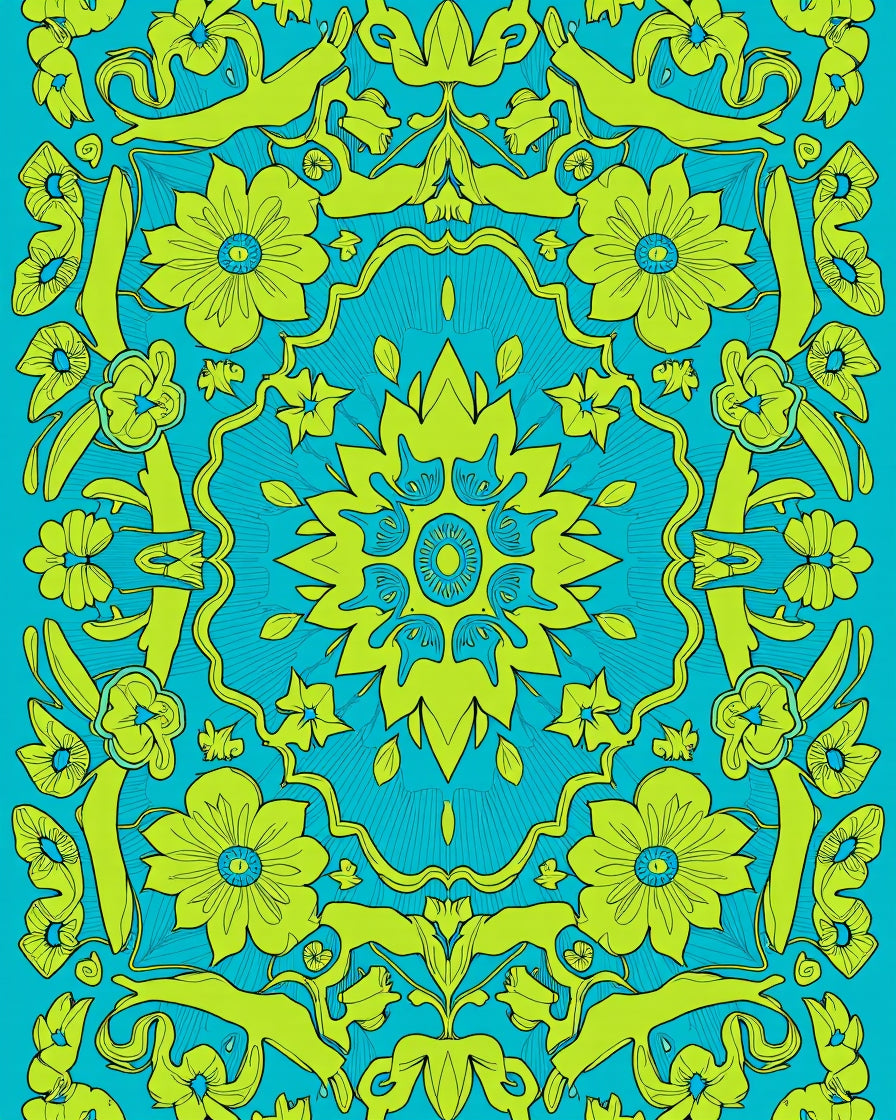 Vibrant Floral Symmetry Pattern Rug