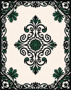 Ornate Floral Scrollwork Pattern Rug