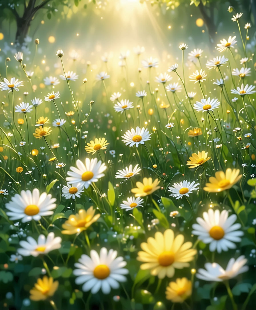 Sunny Daisy Field Meadow Design Rug