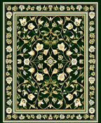 Green Floral Art Nouveau Rug