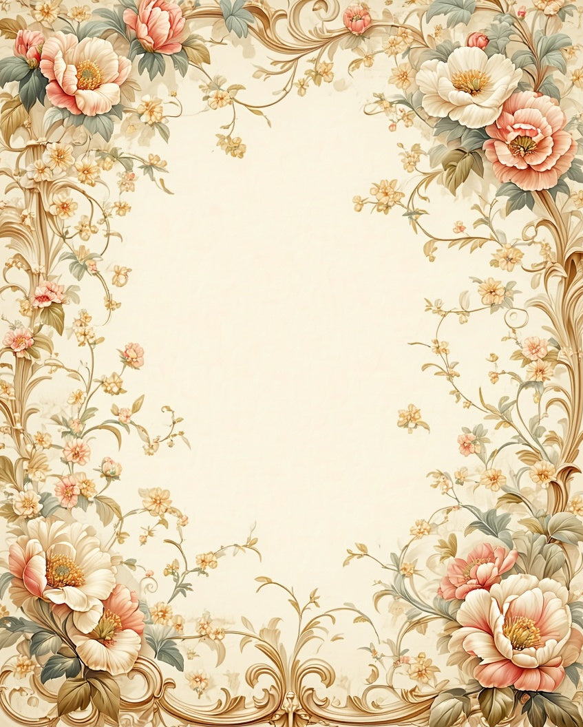 Elegant Floral Scrollwork Vintage Design Rug