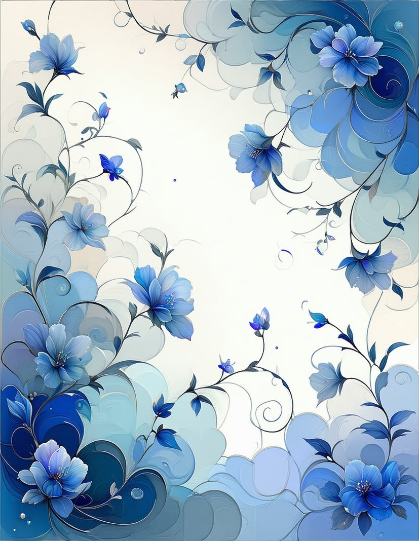 Ethereal Blue Floral Dreamscape Rug