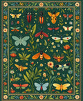 Enchanted Insect Floral Garden Design Rug
