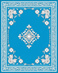 Bright Blue Ornamental Floral Pattern Rug