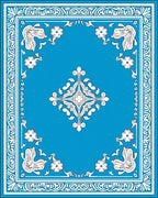 Bright Blue Ornamental Floral Pattern Rug