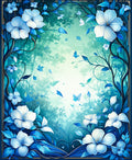 Enchanting Blue Floral Butterfly Garden Rug