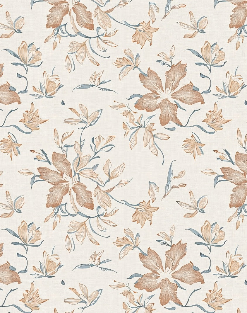 Delicate Floral Botanical Sketch Rug