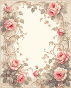 Pink Rose Floral Swirl Relief Rug