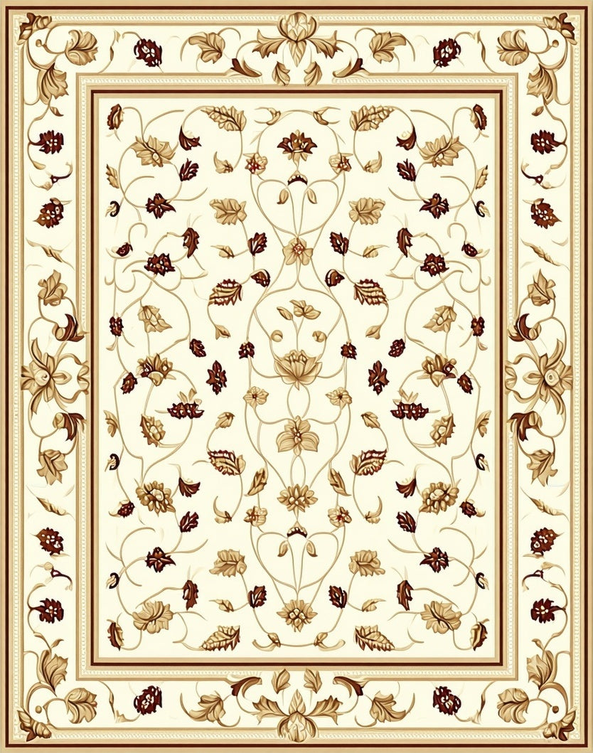 Classic Floral Vine Cream Rug