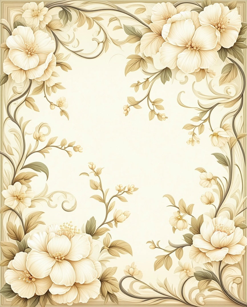 Elegant Floral Scrollwork Cream Rug
