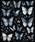 Elegant Blue Butterfly Garden Print Rug
