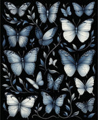 Elegant Blue Butterfly Garden Print Rug