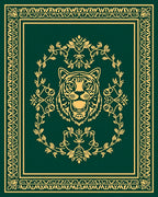Bold Tiger Floral Emblem Design Rug