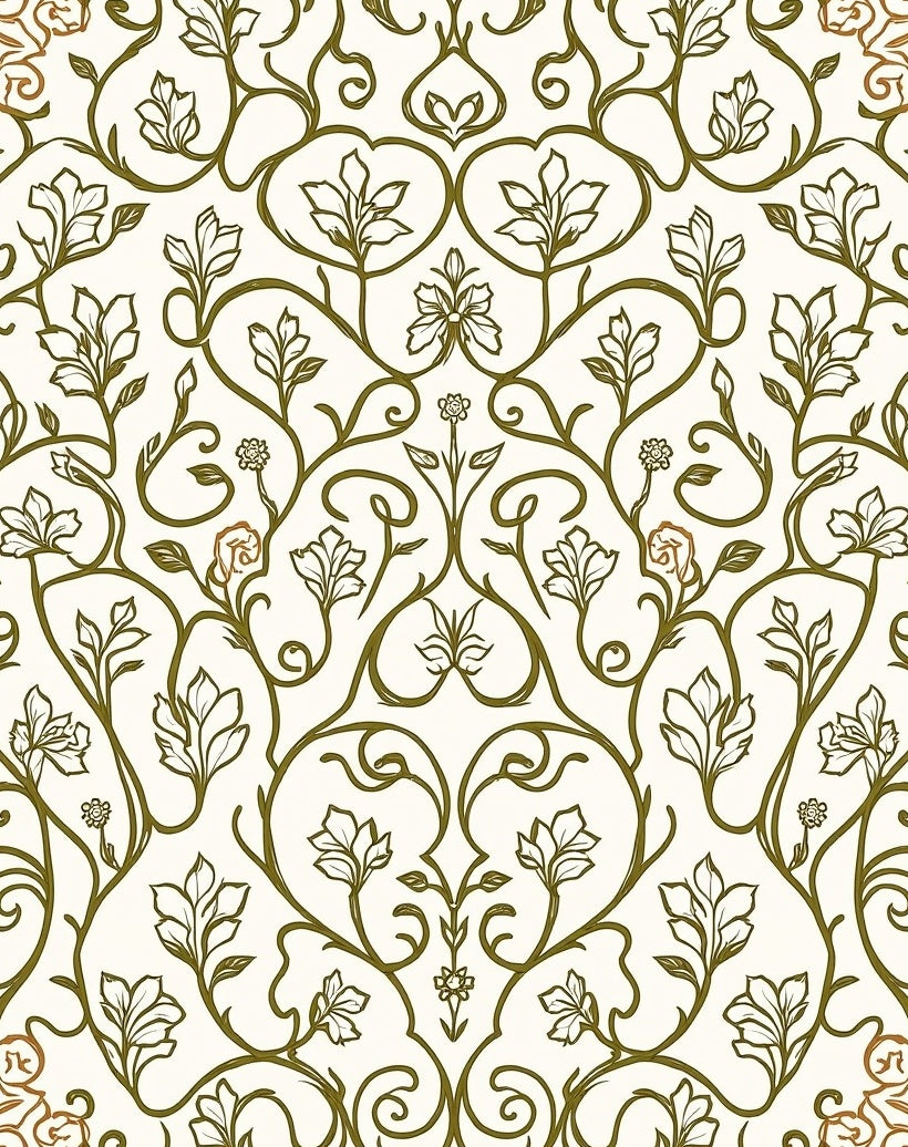 Vine Swirl Floral Pattern Rug