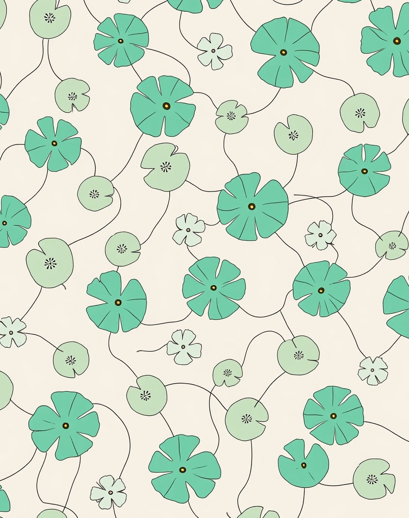 Water Lily Floral Pattern Rug
