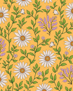 Daisies Lavender Birds Vines Pattern Rug