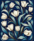 Elegant White Tulip Floral Art Rug