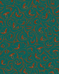 Teal Swirl Leaf Abstract Pattern Rug