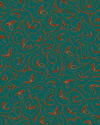 Teal Swirl Leaf Abstract Pattern Rug