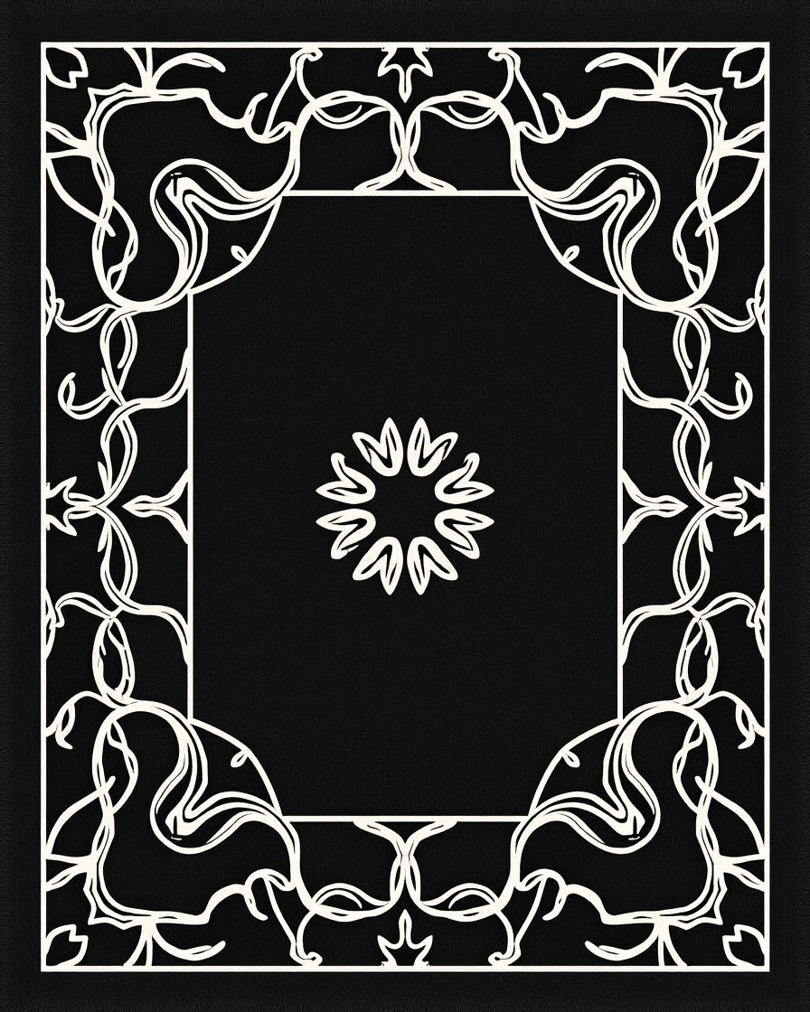 Art Nouveau Floral Border Design Rug
