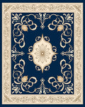 Elegant Floral Scrollwork Navy Rug