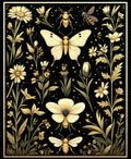 Elegant Floral Insect Pattern Rug