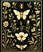 Elegant Floral Insect Pattern Rug