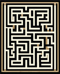 Modern Black And Cream Maze Design Rug