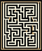 Modern Black And Cream Maze Design Rug