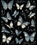 Elegant Blue Butterfly Pattern Rug