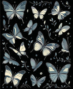 Elegant Blue Butterfly Pattern Rug