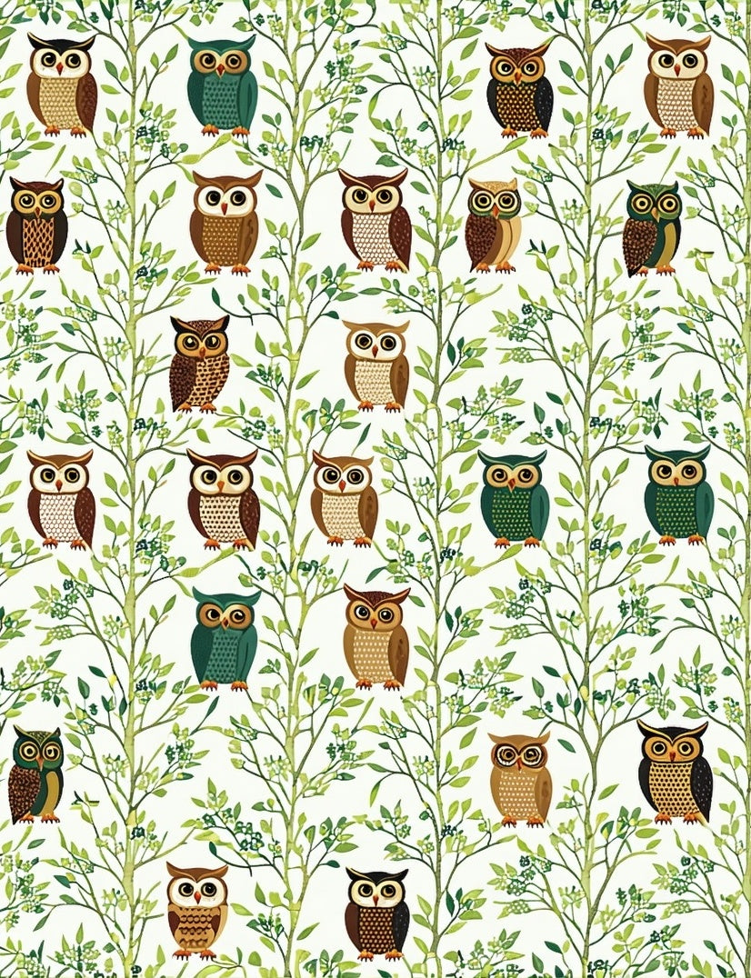 Woodland Owl Branch Pattern Rug