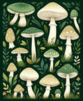 Enchanting Woodland Mushroom Pattern Rug
