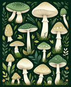 Enchanting Woodland Mushroom Pattern Rug