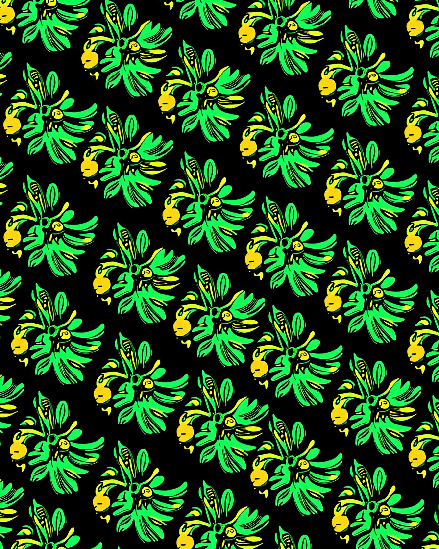Abstract Green Yellow Floral Pattern Rug