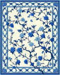Blue Floral Vine Patterned Rug