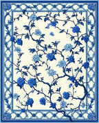 Blue Floral Vine Patterned Rug
